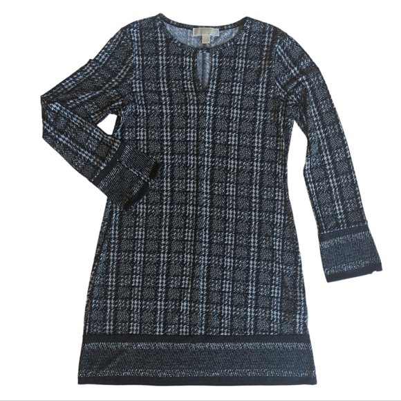 MICHAEL Michael Kors Dresses & Skirts - Michael Michael Kors Houndstooth Key Hole Opening Long Sleeve Dress SMALL